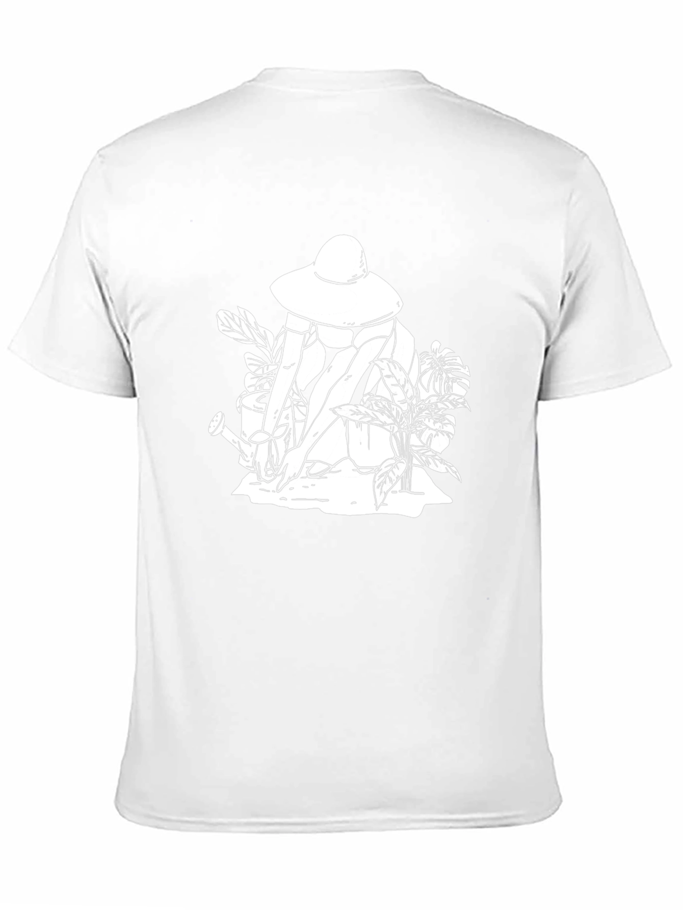 Black Graphic Tee: Gardening Woman