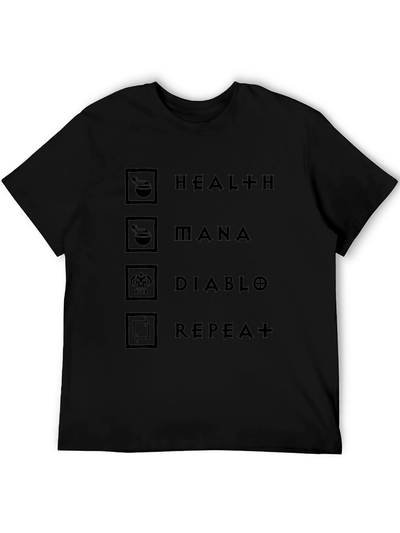 Diablo Inspired Graphic T-Shirt - Health Mana Repeat