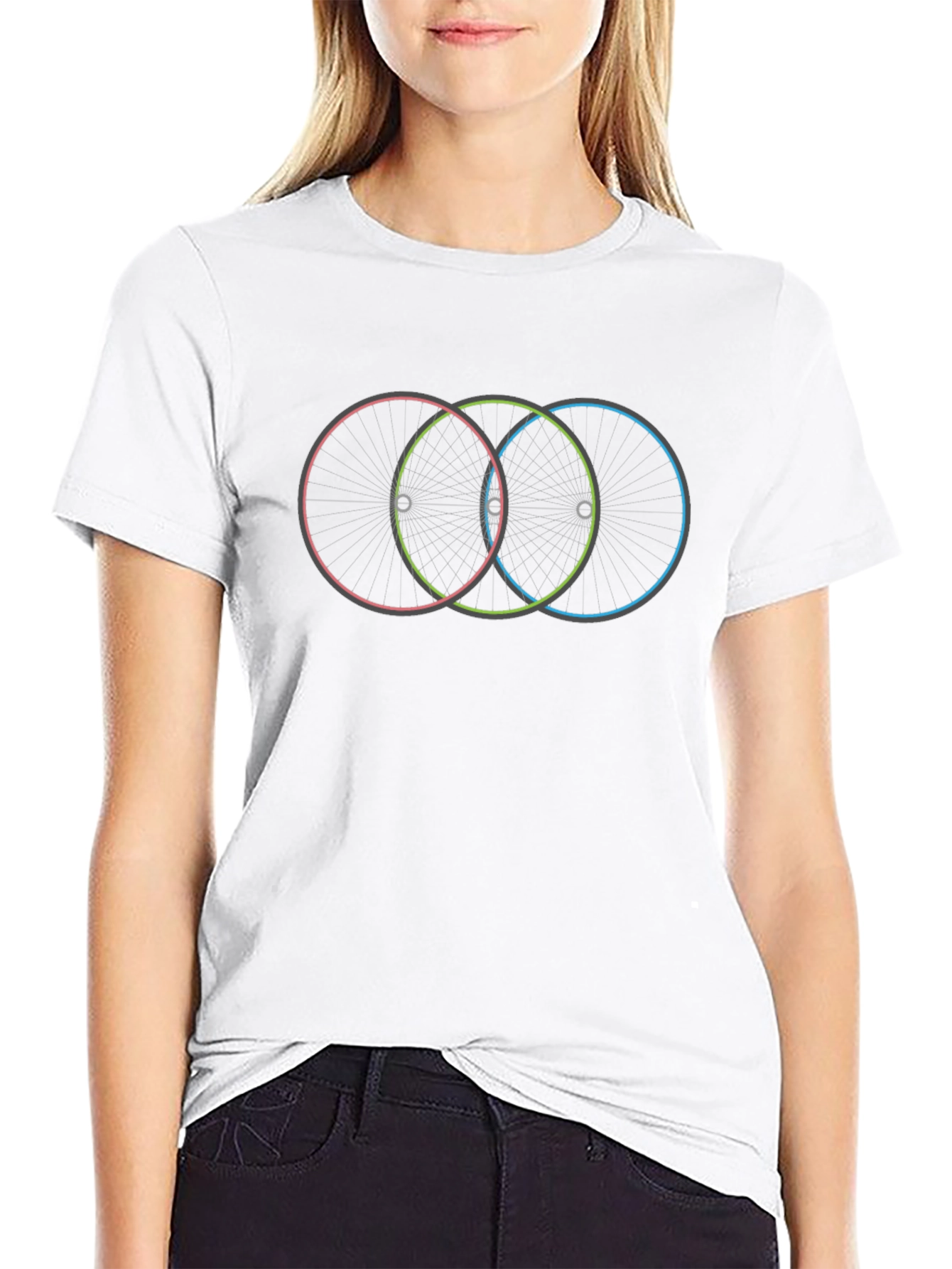 Mens Black Graphic T-Shirt - Overlapping Wheels Design