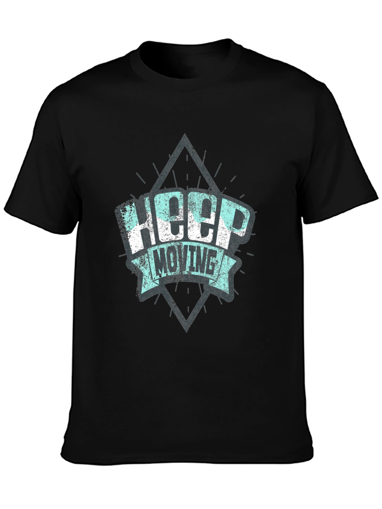 Keep Moving Graphic Print Black T-Shirt
