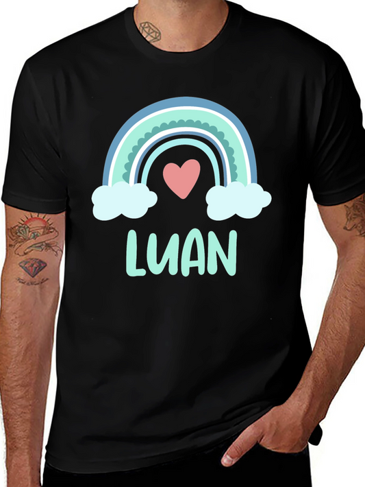 Luan Rainbow Heart Graphic Black T-Shirt