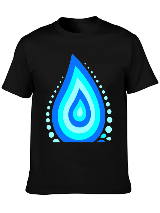 Blue Water Drop Graphic Black T-Shirt