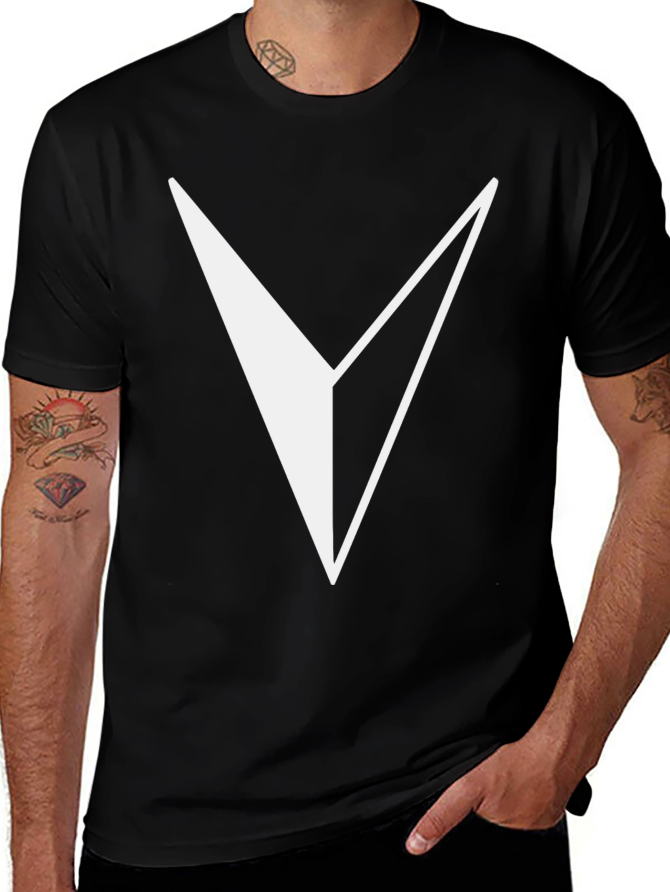 Modern Geometric Arrow T-Shirt - Black