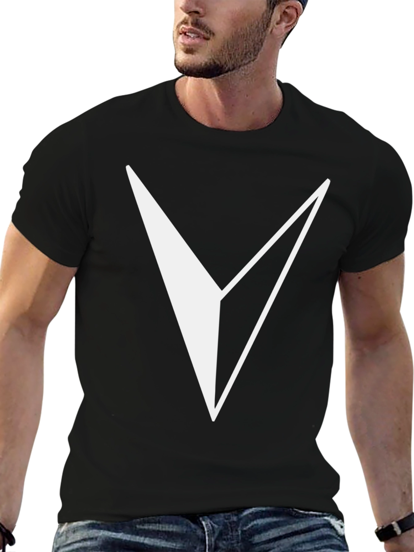 Modern Geometric Arrow T-Shirt - Black
