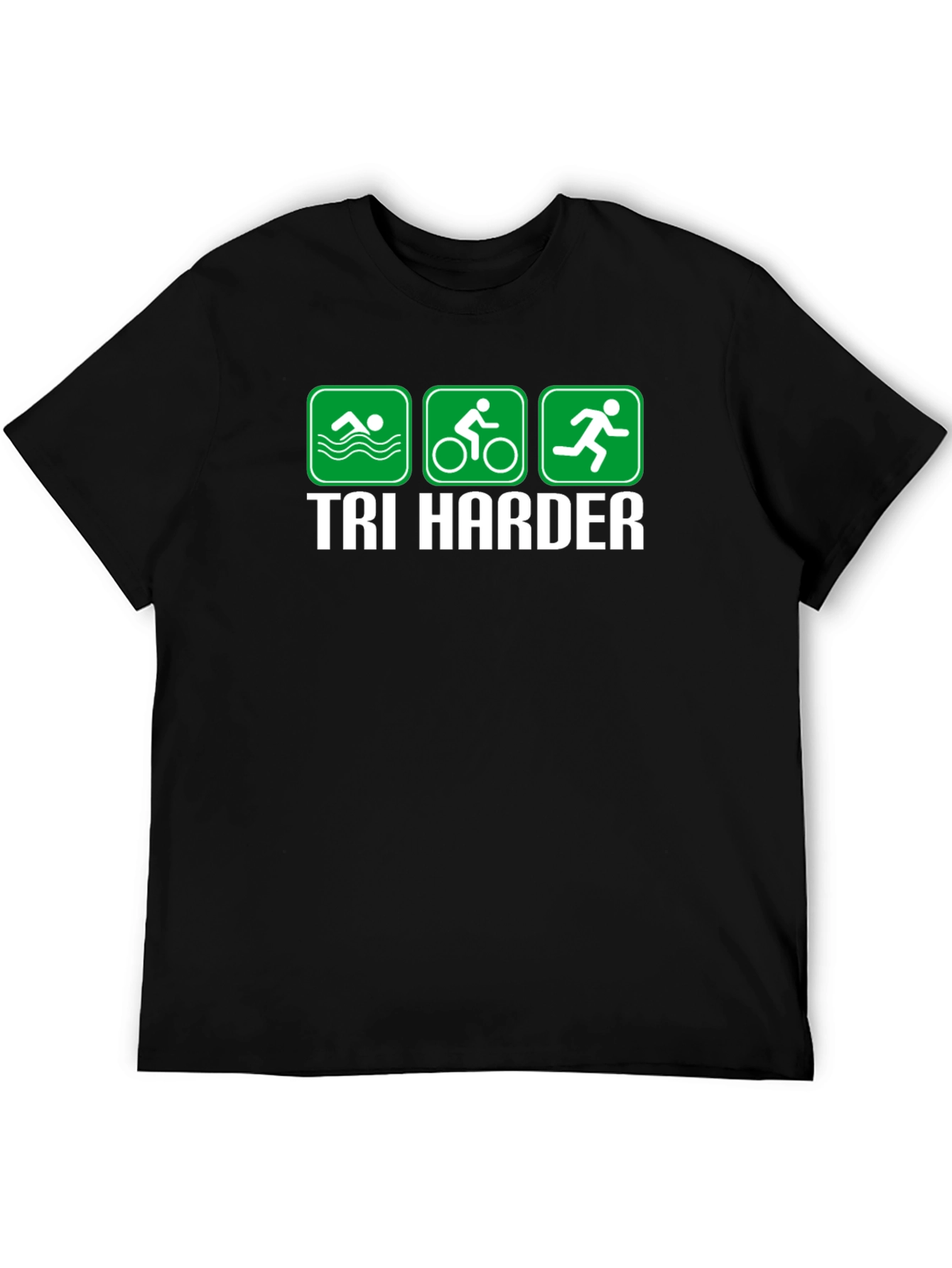 Tri Harder Triathlon T-Shirt - Swim Bike Run Tee