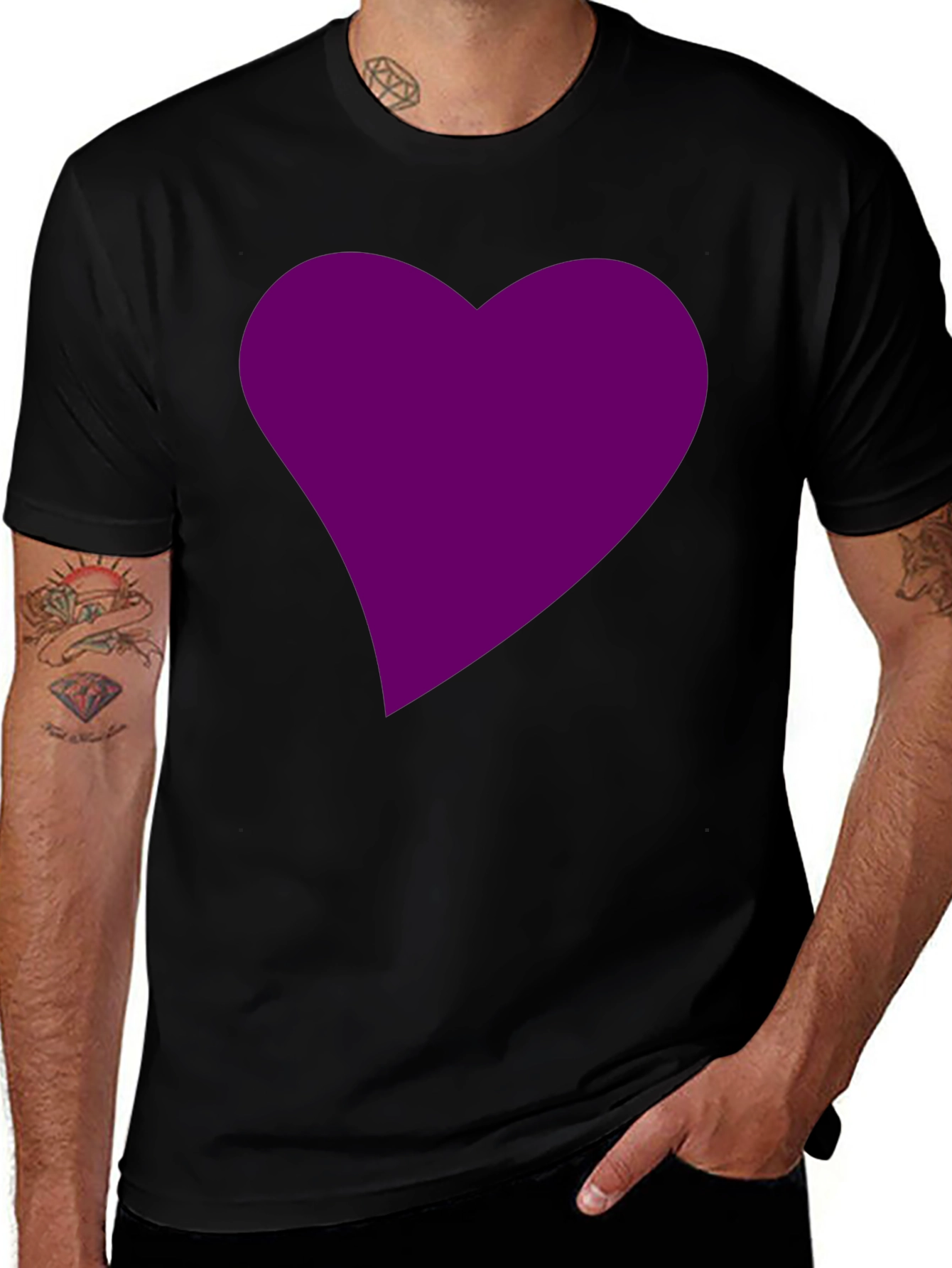 Heart Graphic Tee - Black Cotton Blend Casual Wear