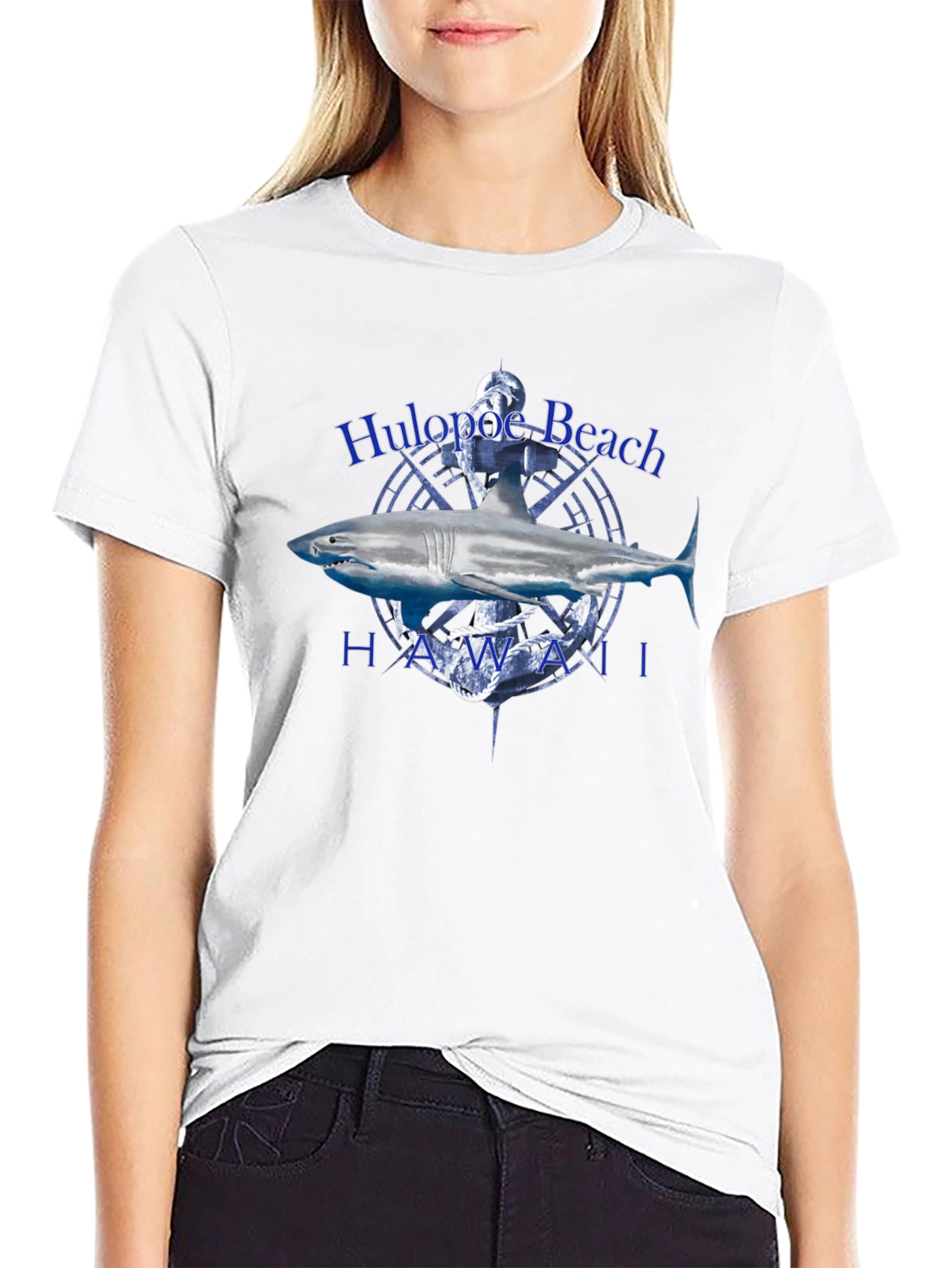 Hulopoe Beach Hawaii Shark Graphic T-Shirt