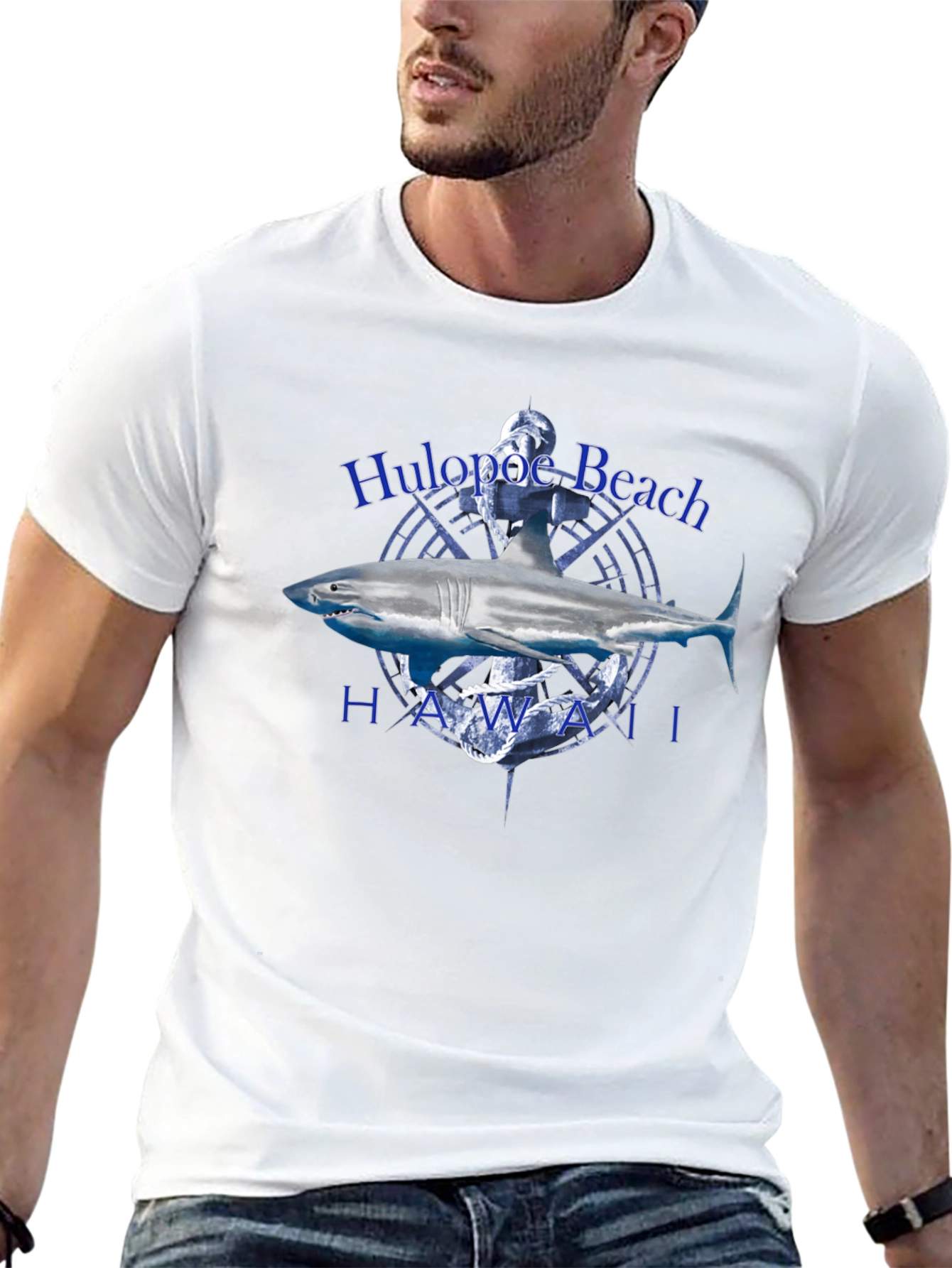 Hulopoe Beach Hawaii Shark Graphic T-Shirt