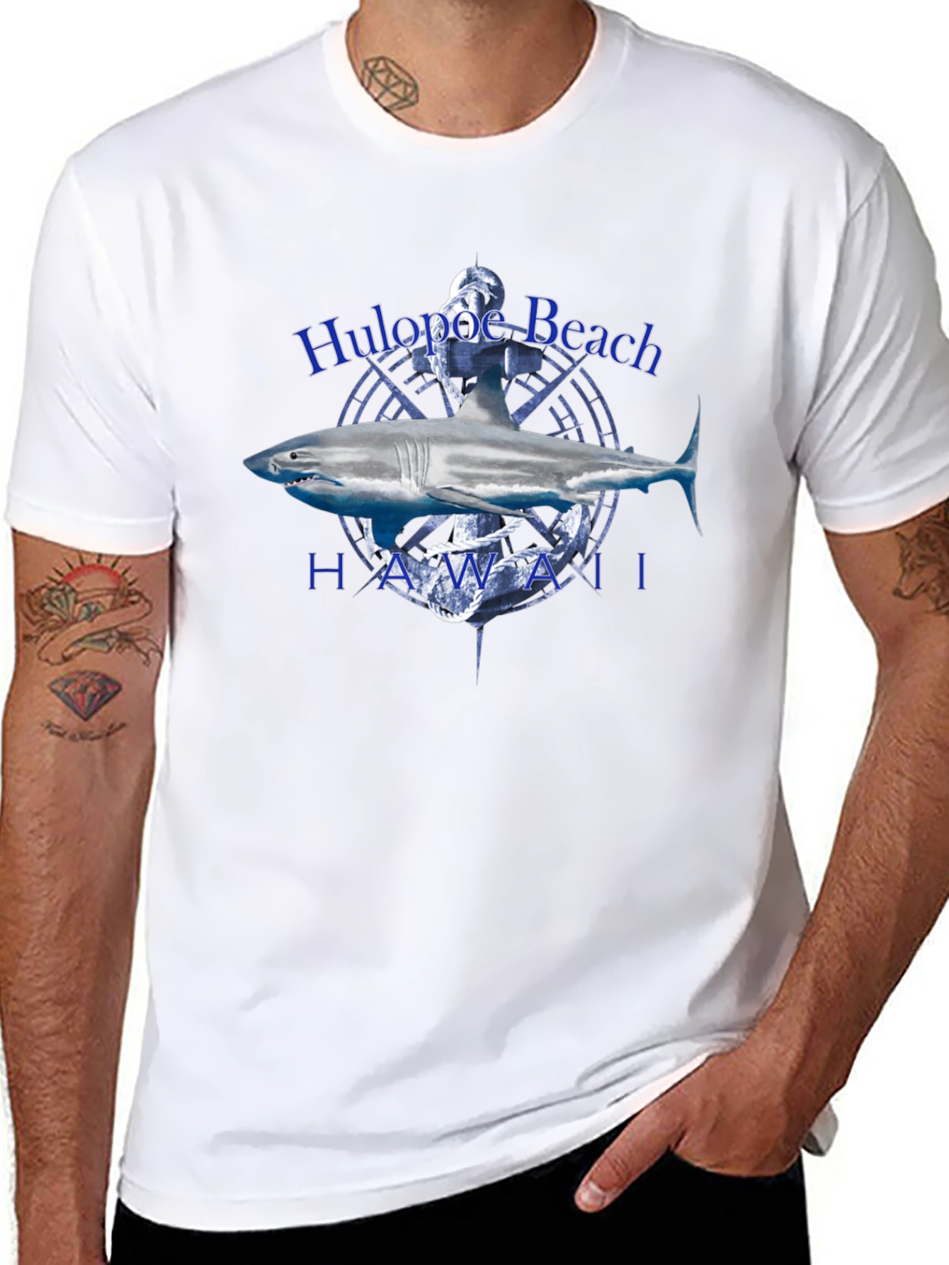Hulopoe Beach Hawaii Shark Graphic T-Shirt