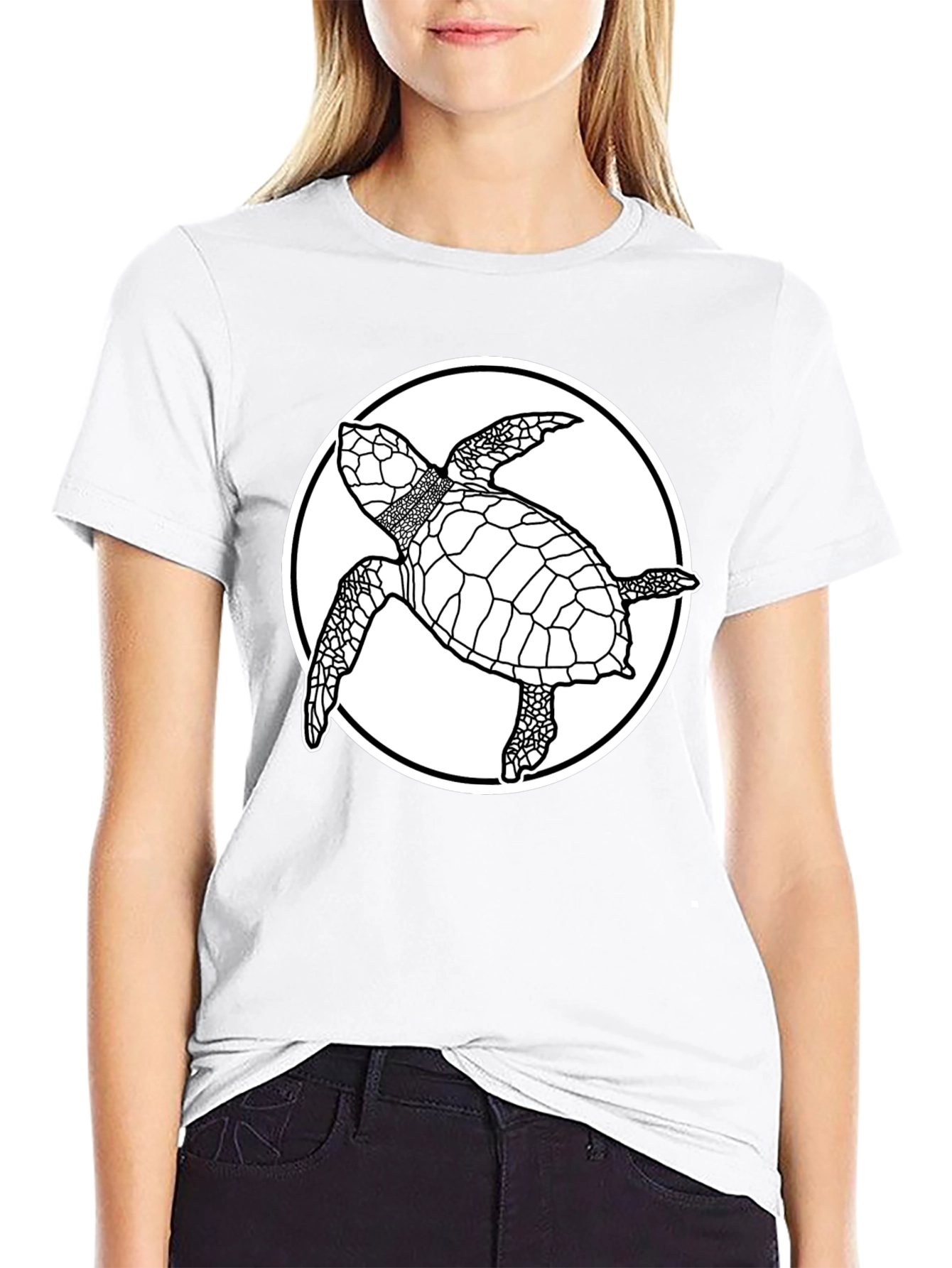 Sea Turtle Graphic Tee - Black Cotton T-Shirt