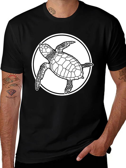 Sea Turtle Graphic Tee - Black Cotton T-Shirt