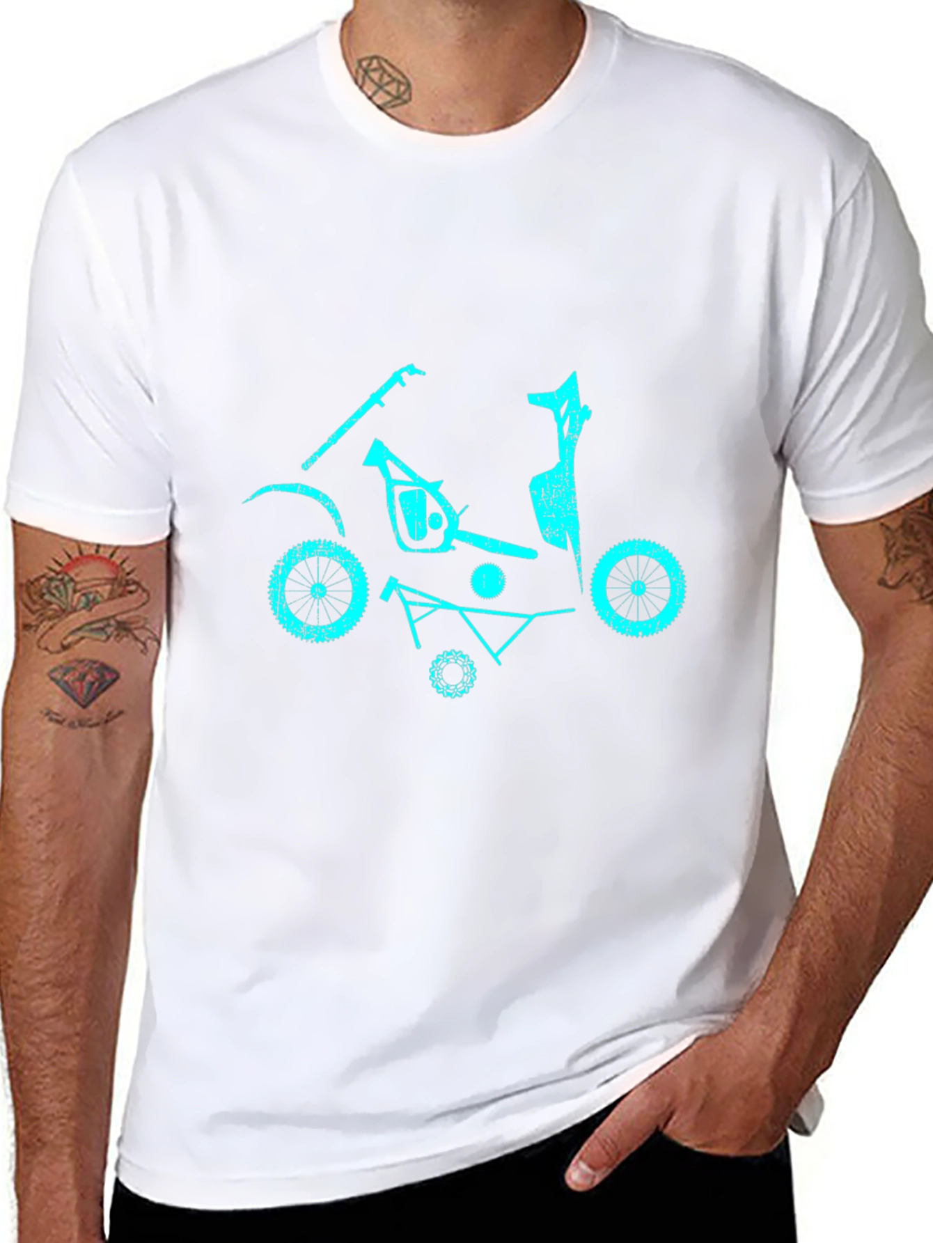 Cyan Scooter Parts Graphic T-Shirt