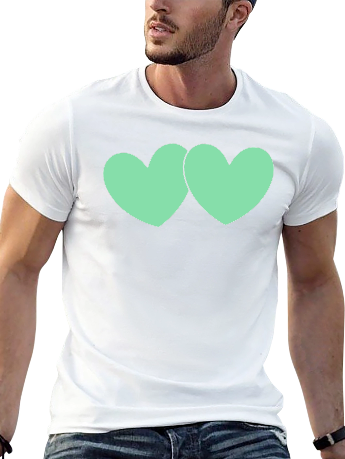 Black Tee with Mint Green Heart Graphic