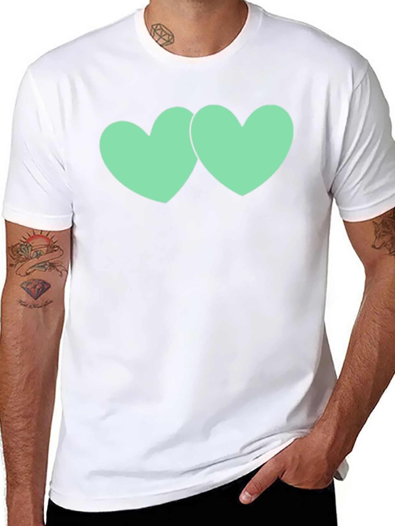 Black Tee with Mint Green Heart Graphic