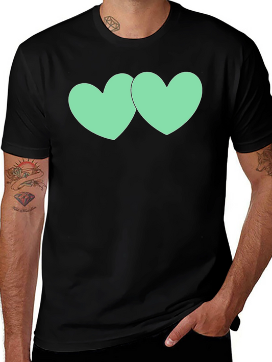 Black Tee with Mint Green Heart Graphic