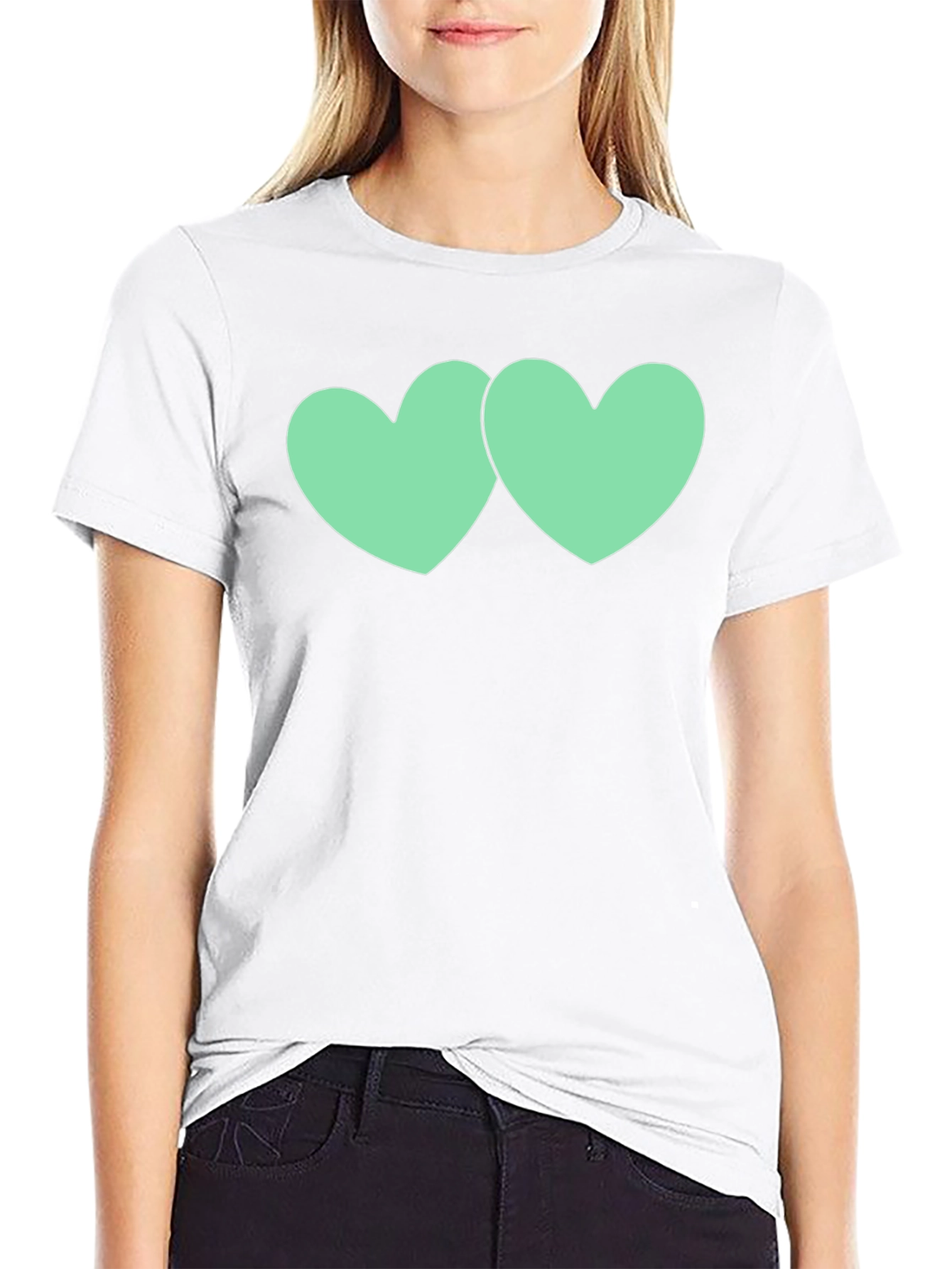 Black Tee with Mint Green Heart Graphic