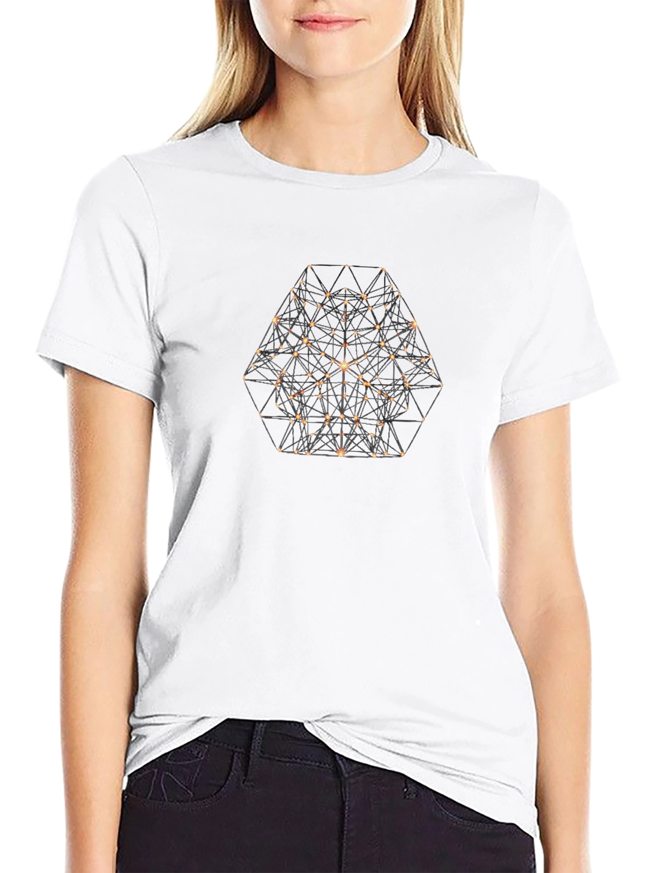 Geometric Hexagon Black T-Shirt