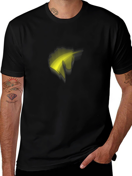 Black T-Shirt with Abstract Yellow Unicorn Design