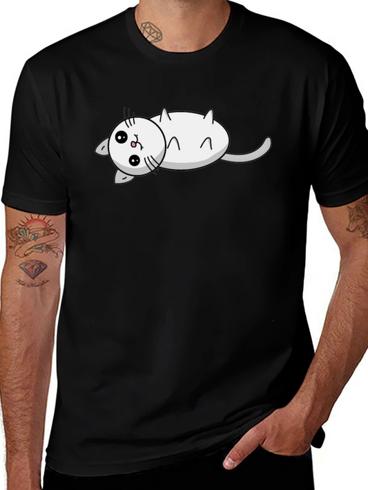 Cute Cat Cartoon Black T-Shirt