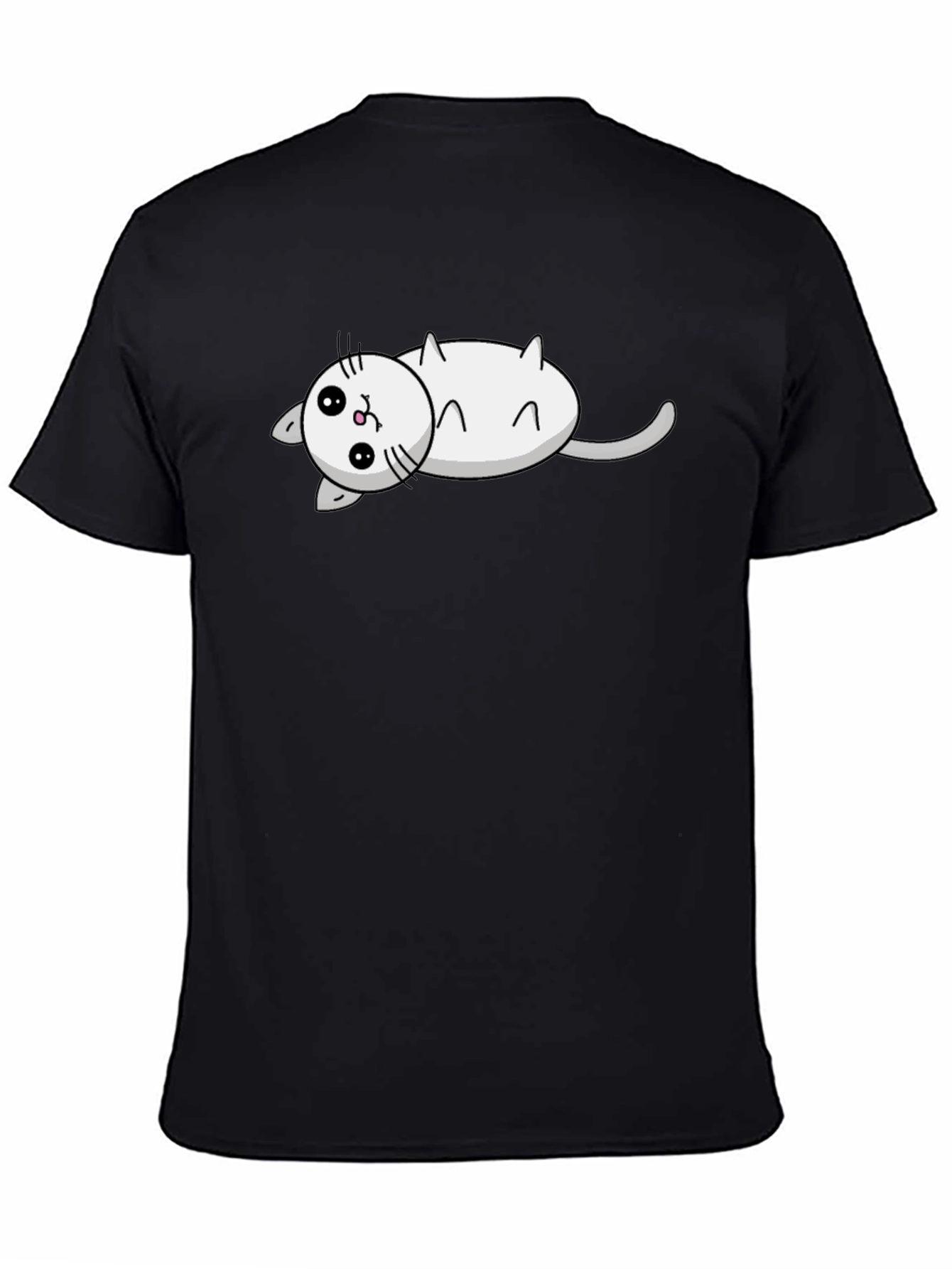 Cute Cat Cartoon Black T-Shirt