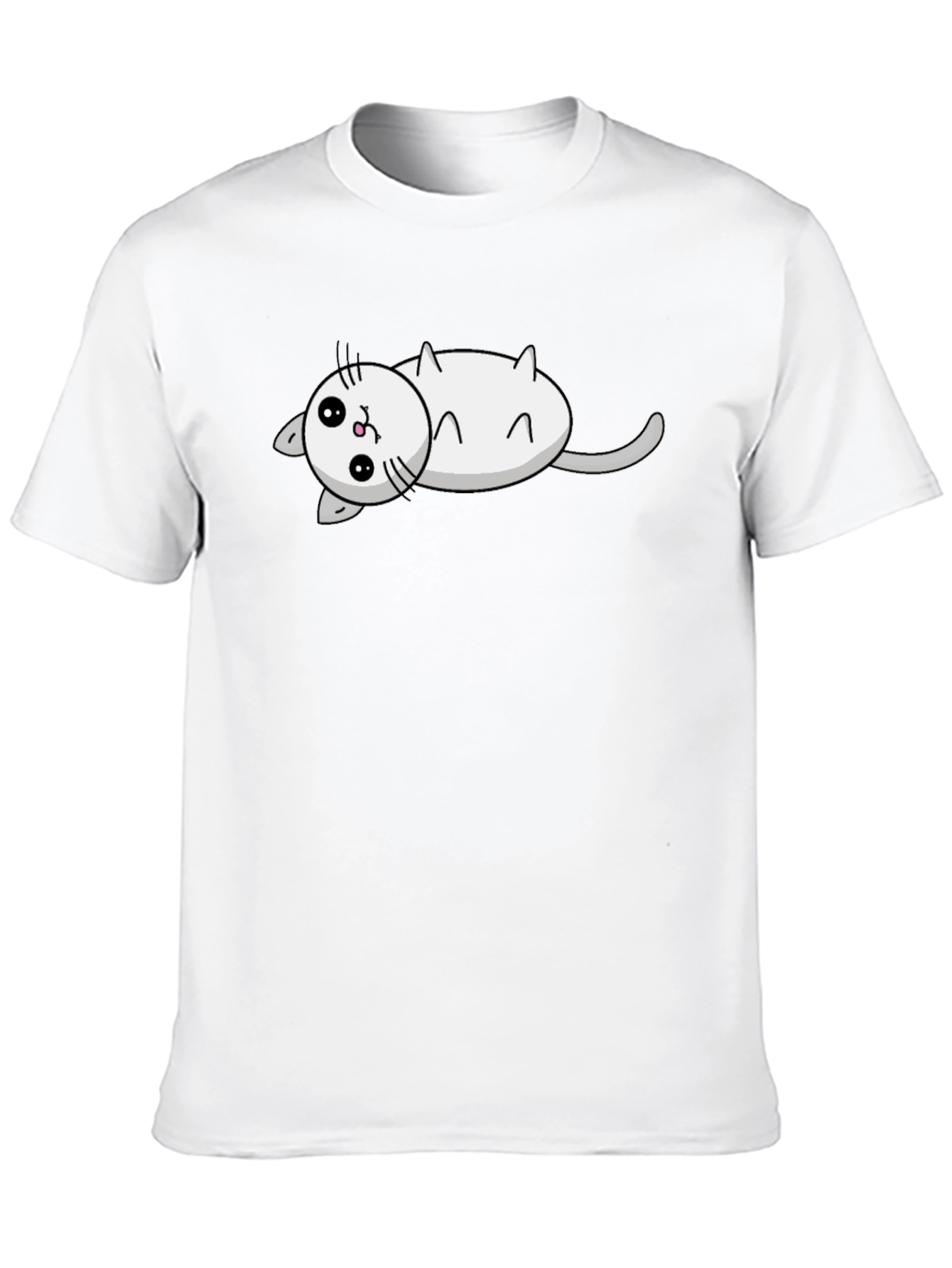 Cute Cat Cartoon Black T-Shirt
