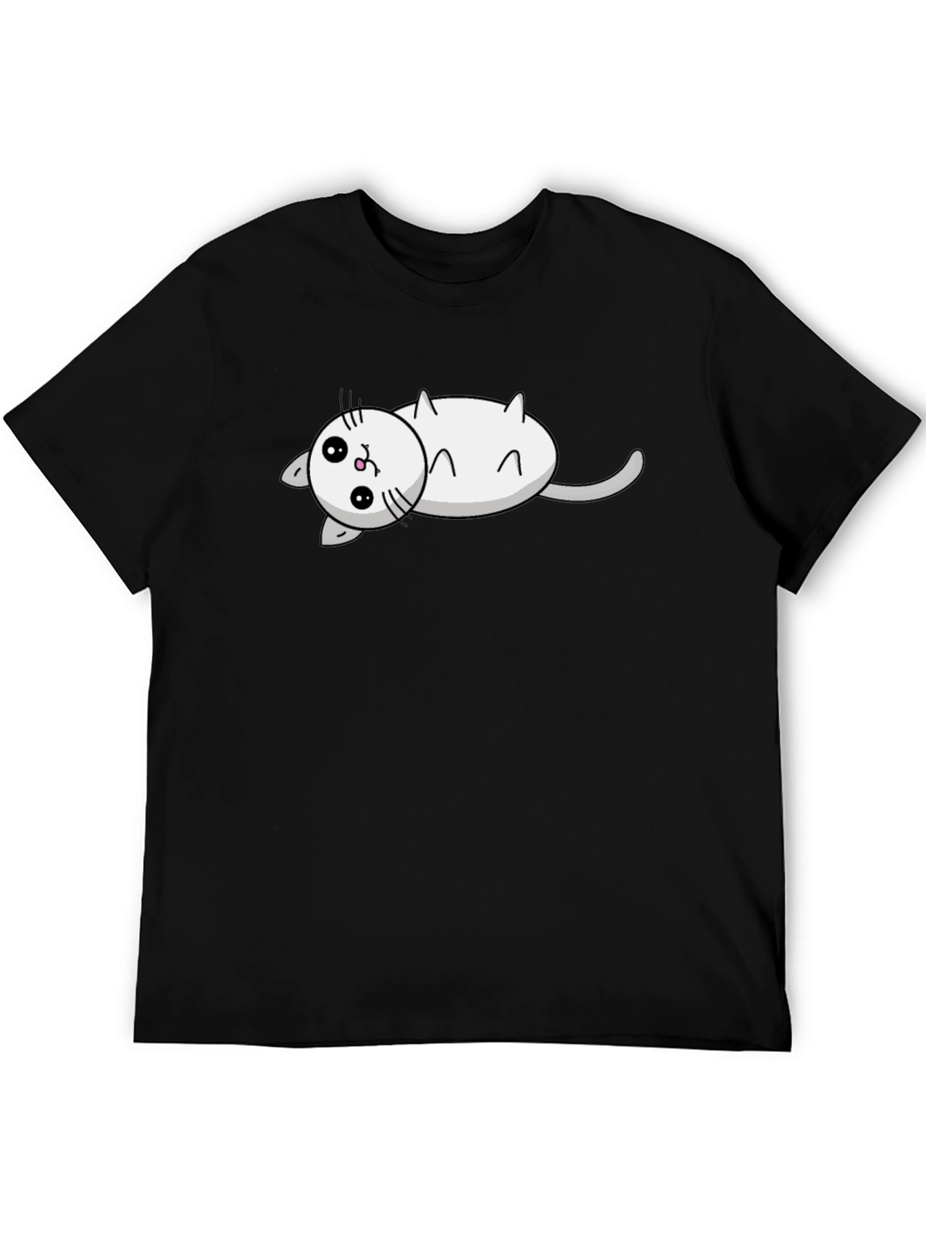 Cute Cat Cartoon Black T-Shirt
