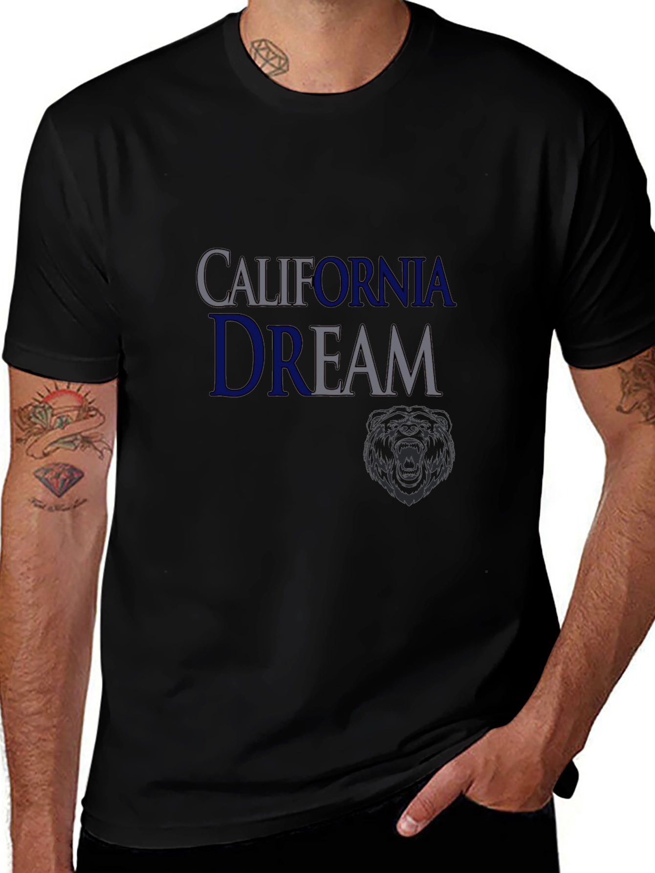California Dream Mens Black Graphic T-Shirt
