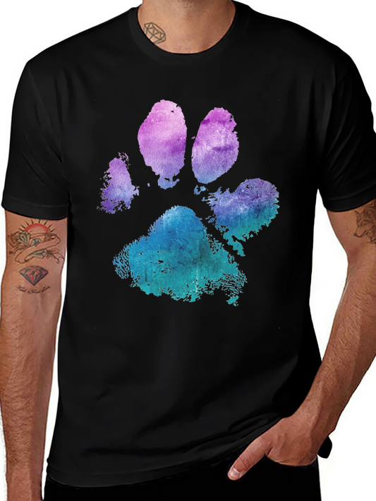 Watercolor Paw Print Black T-Shirt