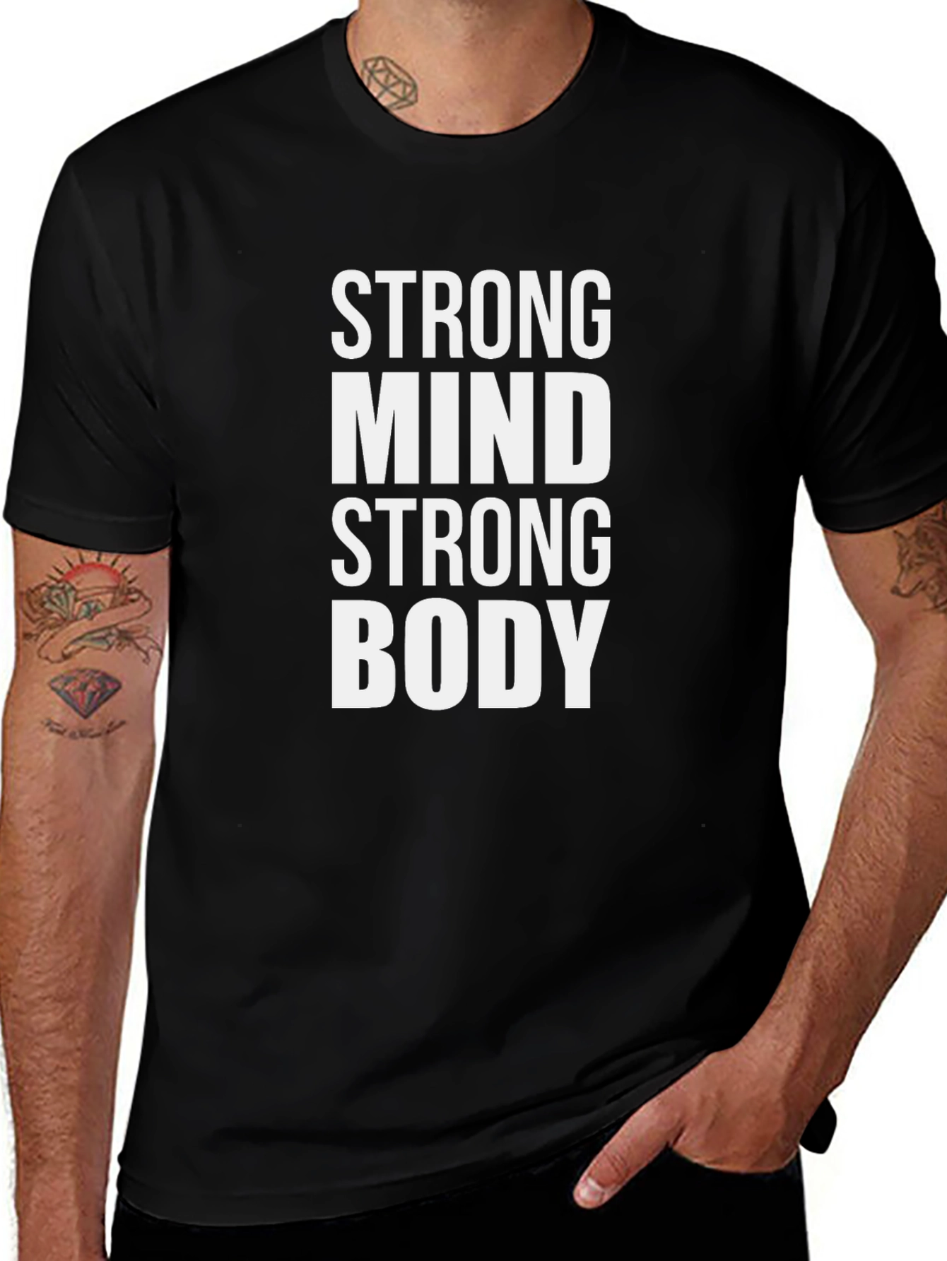 Strong Mind Strong Body Black T-Shirt Fitness Motivation