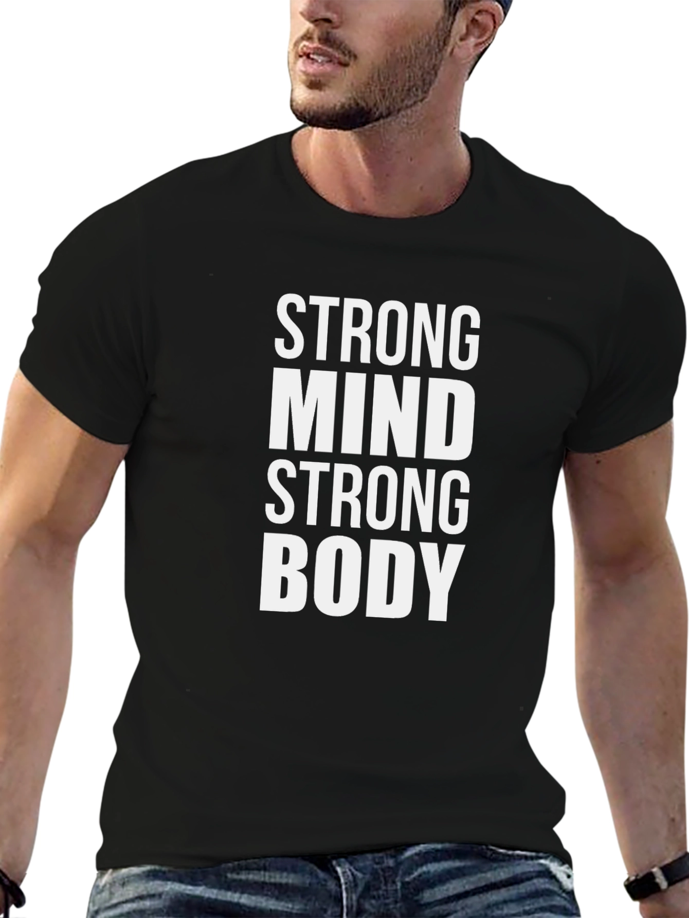 Strong Mind Strong Body Black T-Shirt Fitness Motivation