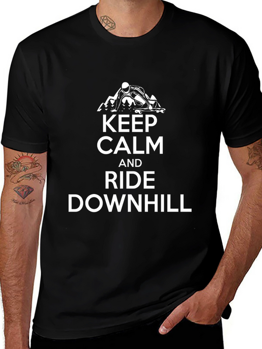 Keep Calm Ride Downhill Black T-Shirt