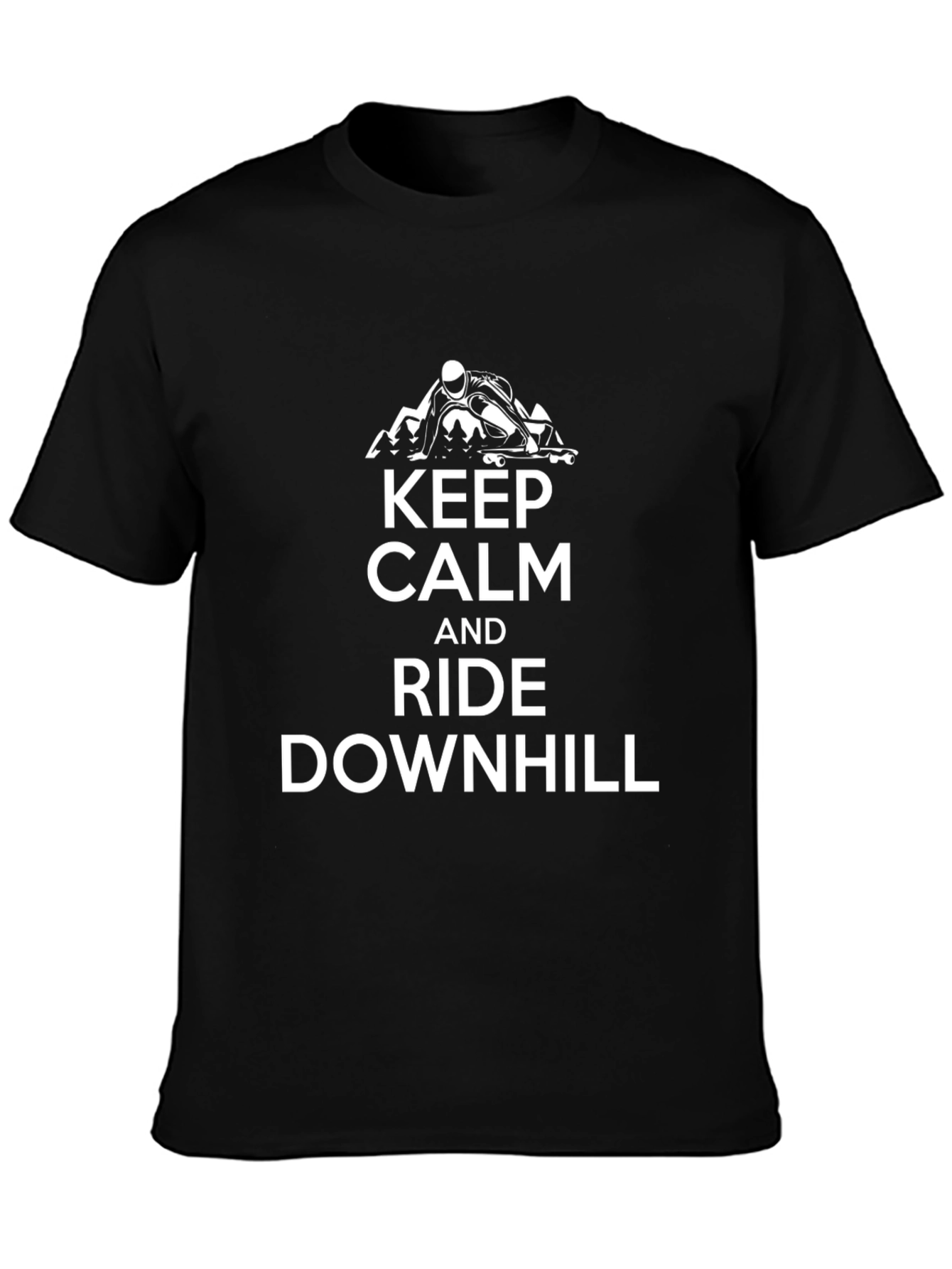 Keep Calm Ride Downhill Black T-Shirt