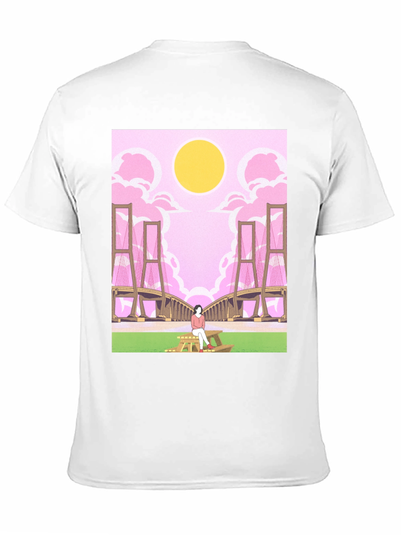 Pink Bridge Graphic Tee - Anime Style