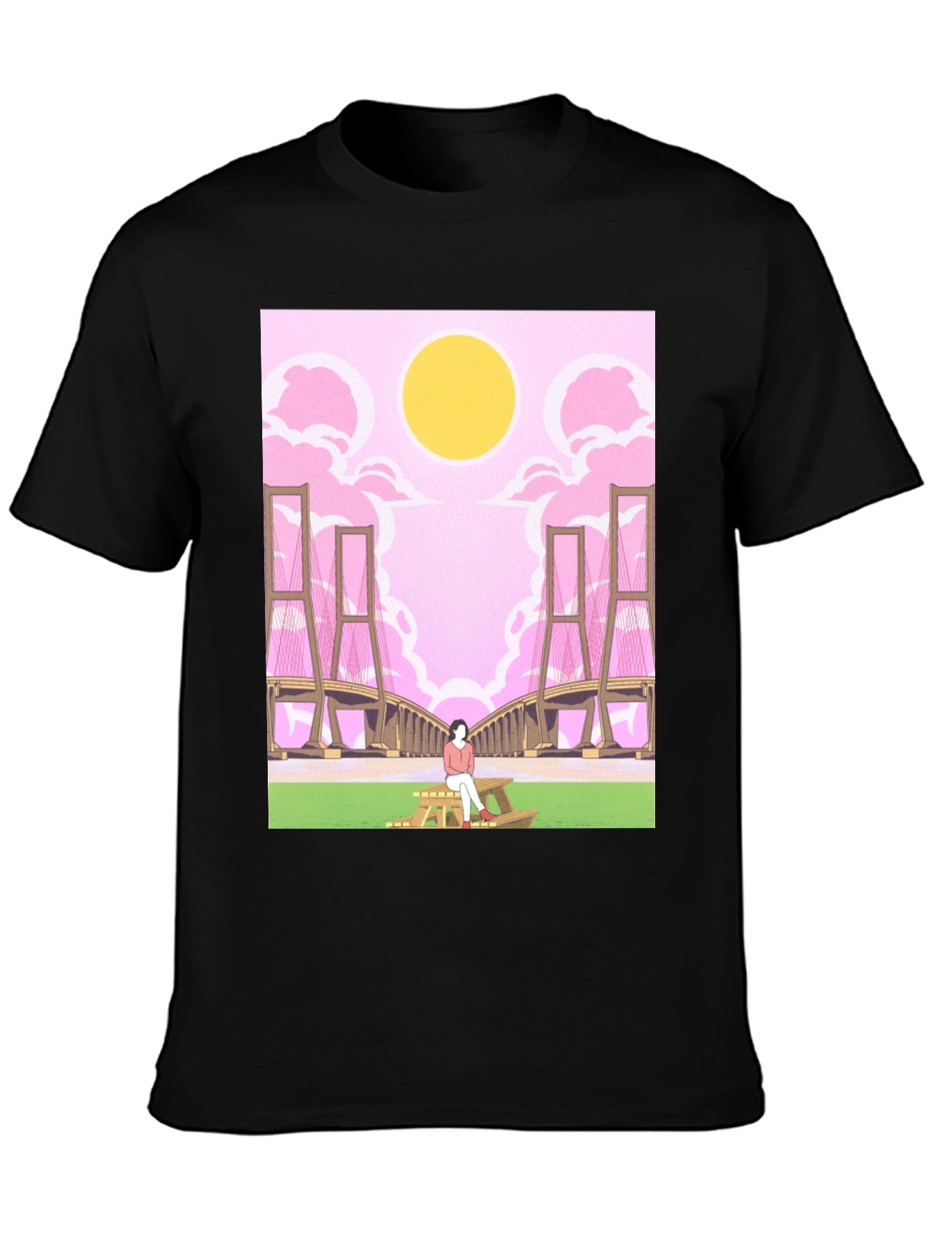 Pink Bridge Graphic Tee - Anime Style