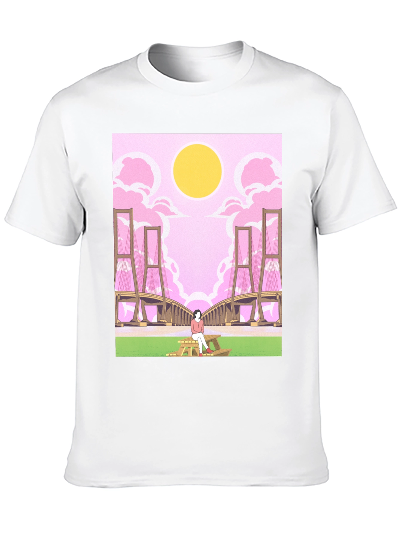 Pink Bridge Graphic Tee - Anime Style