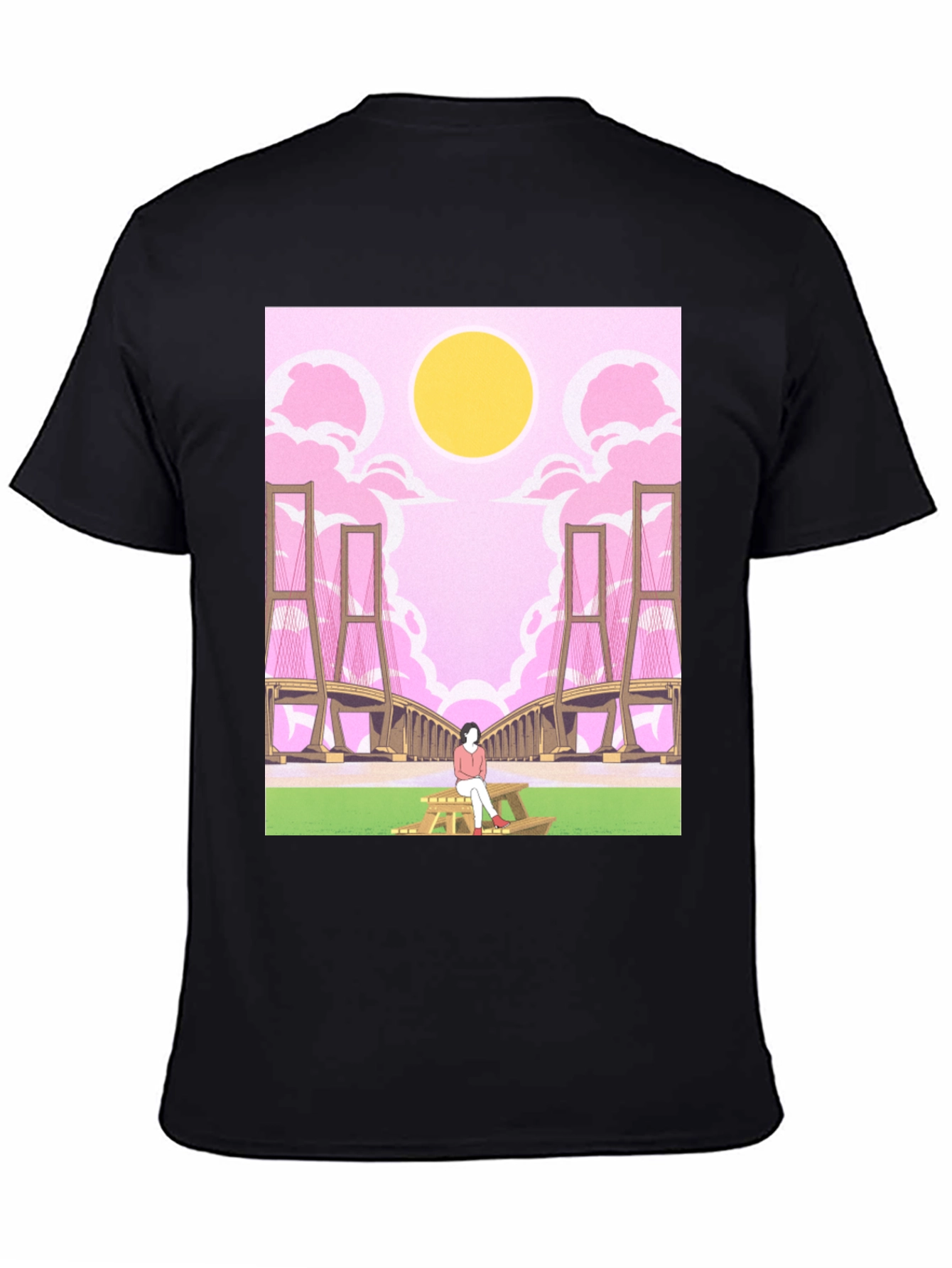 Pink Bridge Graphic Tee - Anime Style