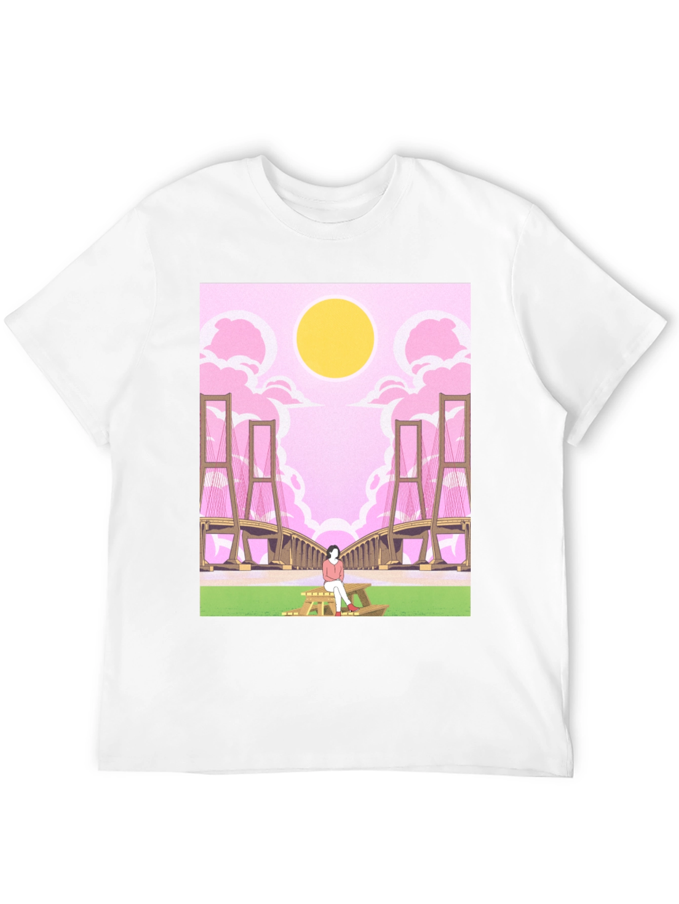 Pink Bridge Graphic Tee - Anime Style