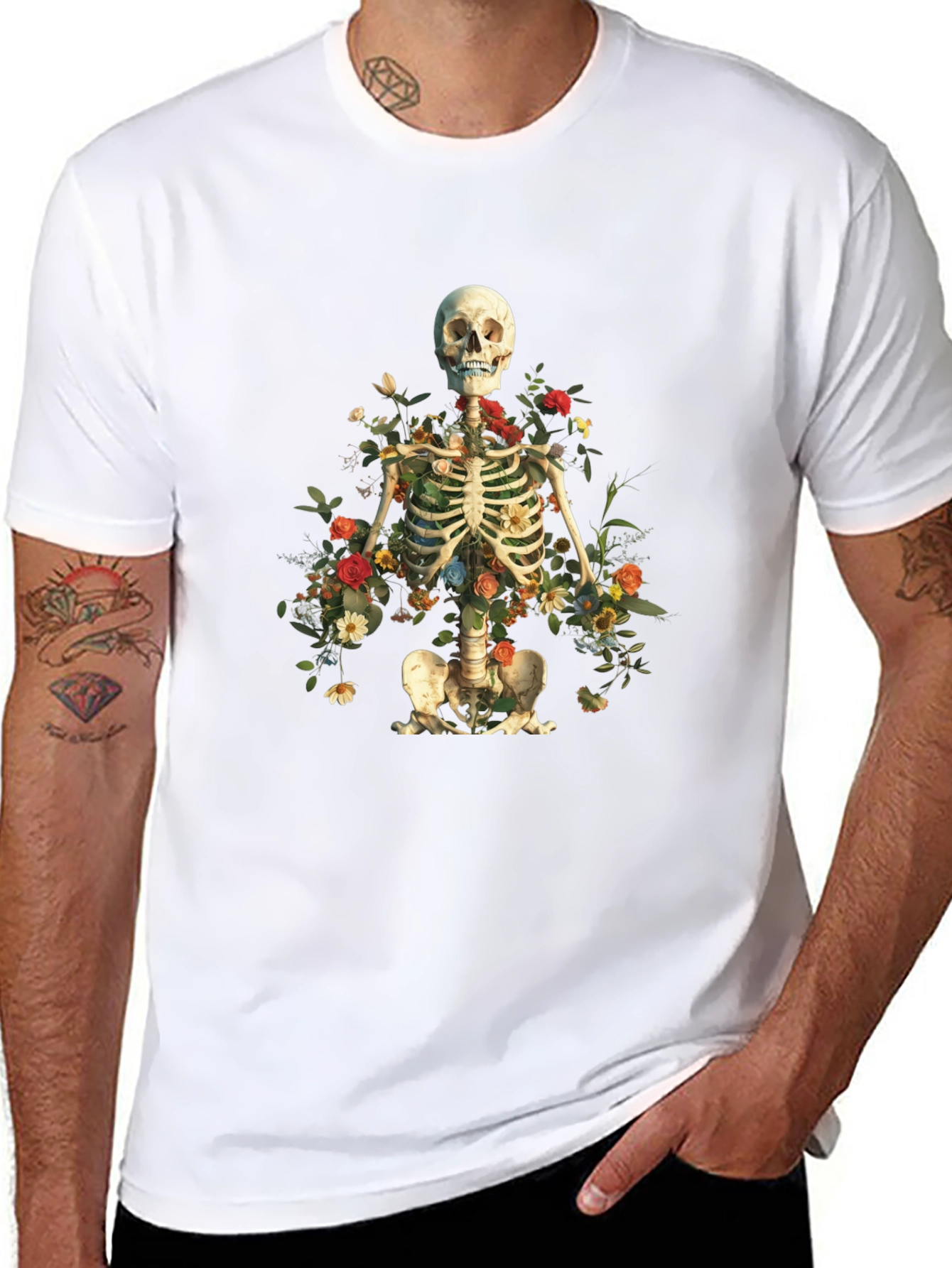 Floral Skeleton Graphic Tee