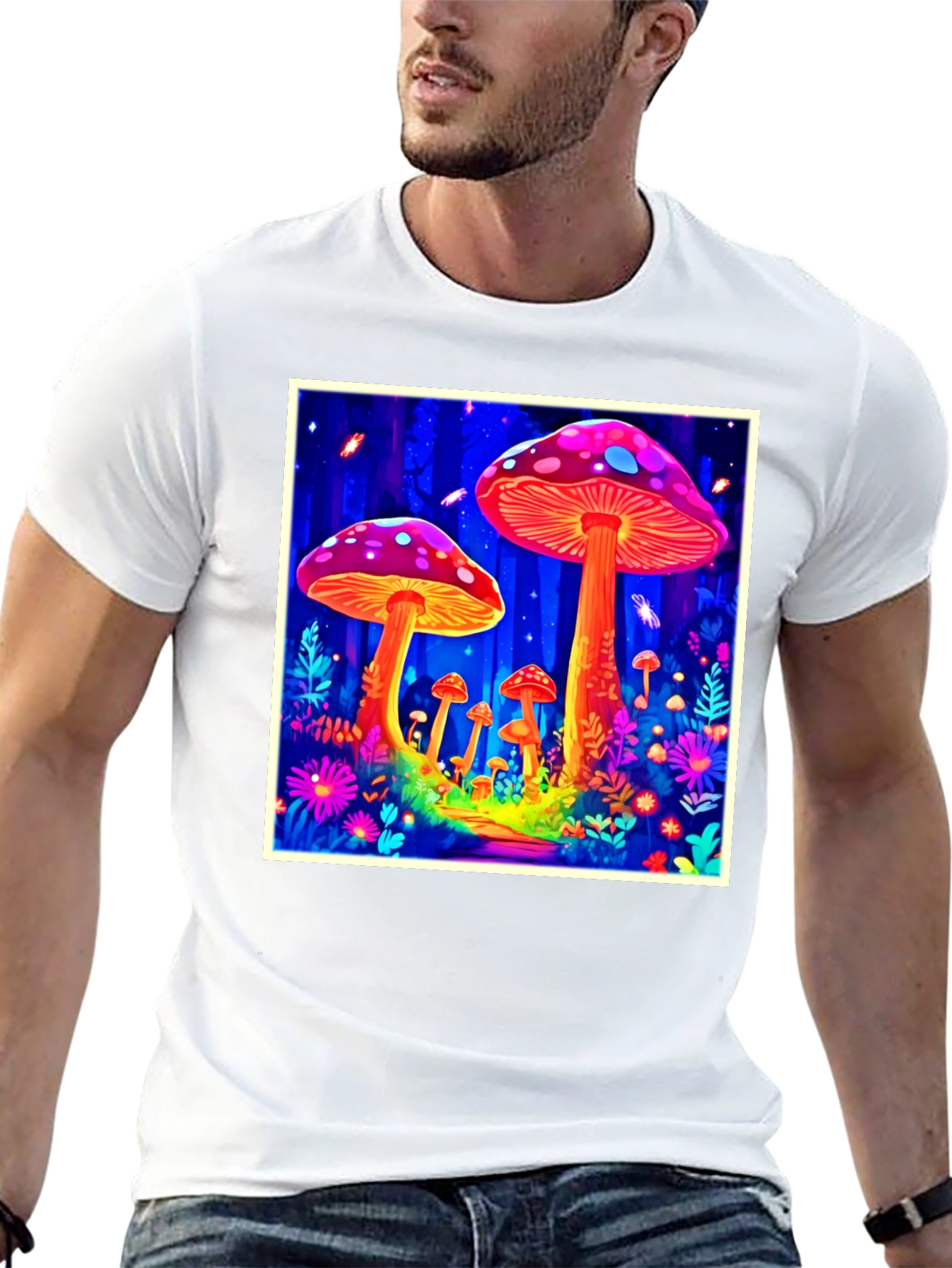 Psychedelic Mushroom Forest Graphic Tee