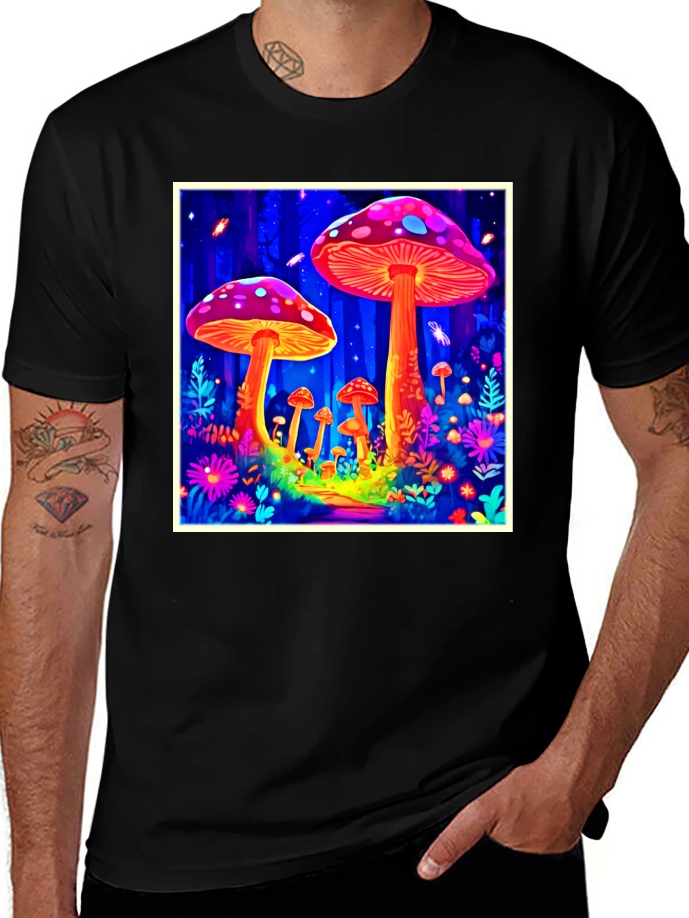 Psychedelic Mushroom Forest Graphic Tee