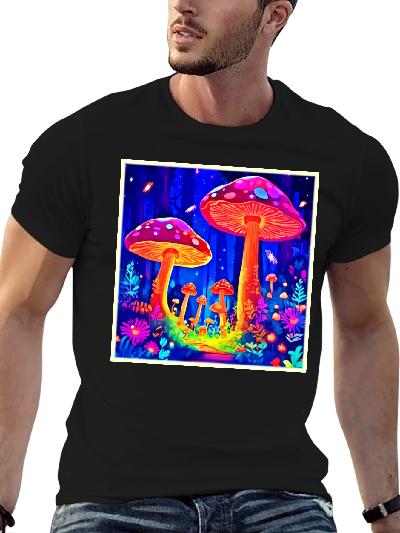 Psychedelic Mushroom Forest Graphic Tee