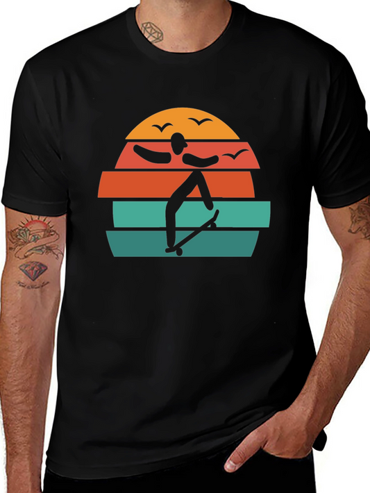 Retro Skateboarder Sunset Graphic Tee