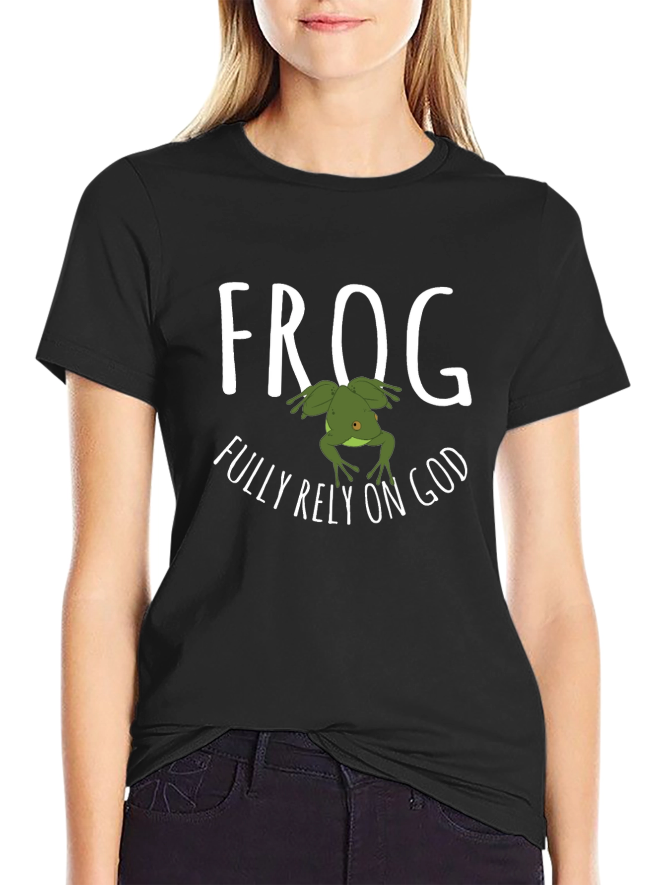 Frog Fully Rely on God Graphic T-Shirt