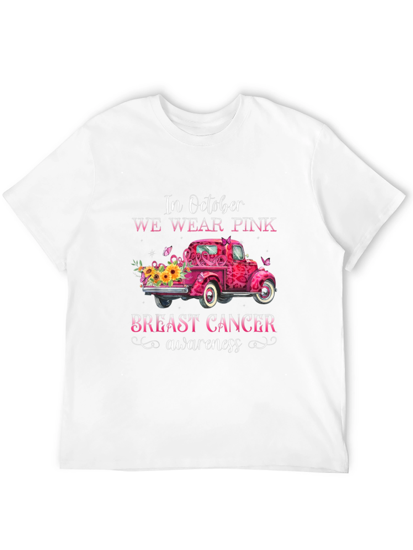 Pink October Breast Cancer Awareness Truck T-Shirt