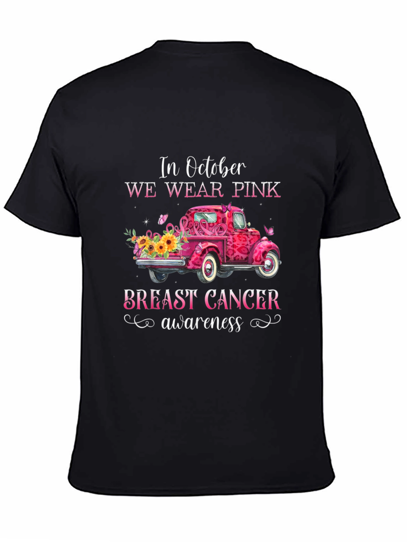 Pink October Breast Cancer Awareness Truck T-Shirt