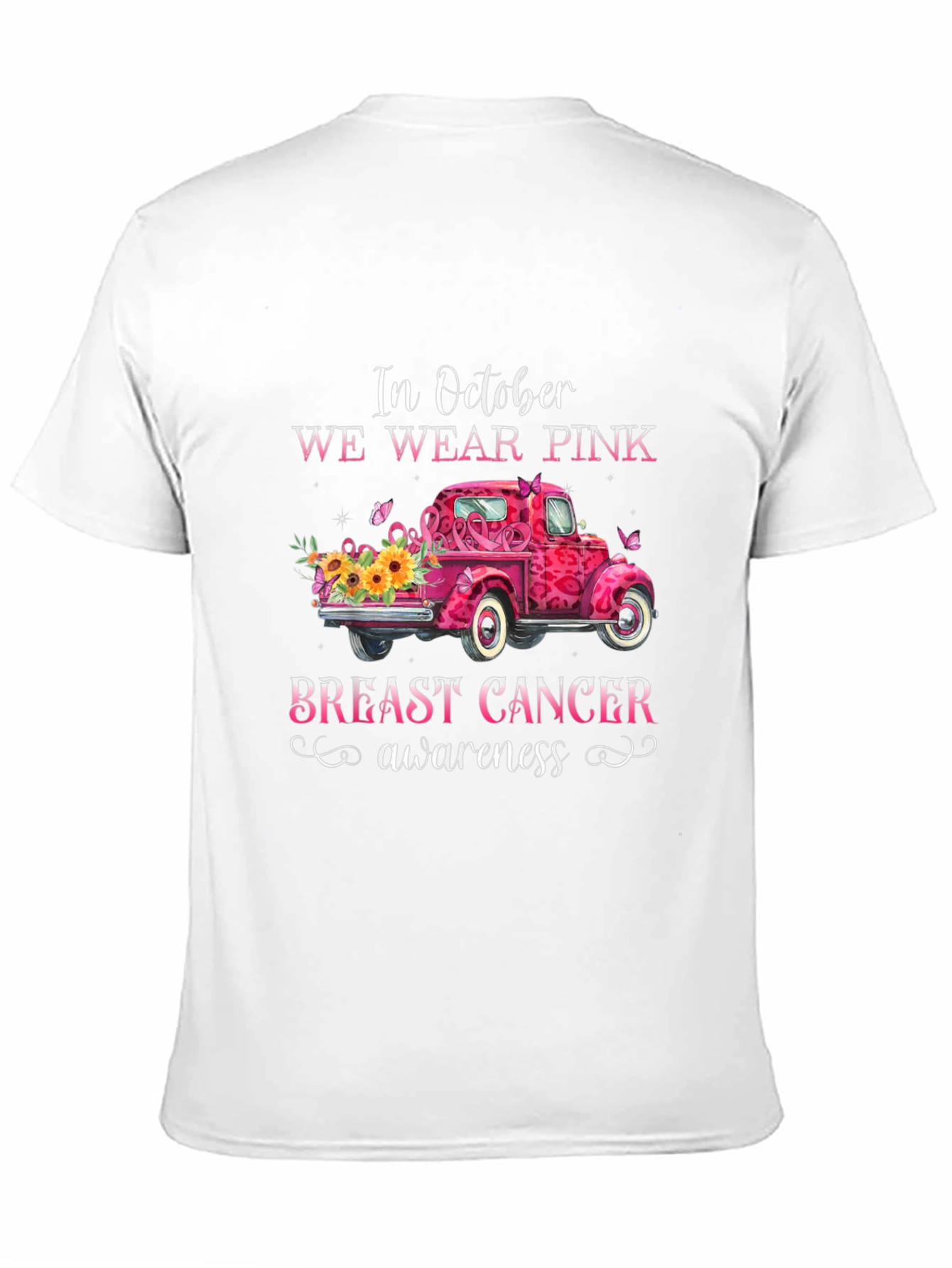 Pink October Breast Cancer Awareness Truck T-Shirt