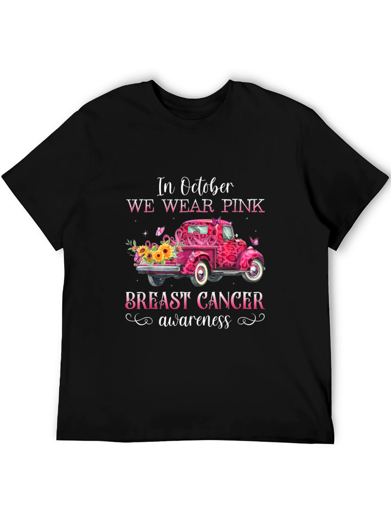 Pink October Breast Cancer Awareness Truck T-Shirt