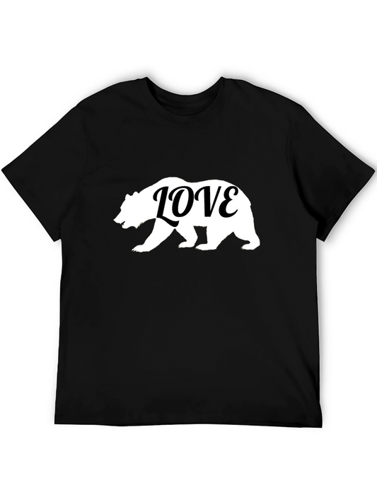 Bear Love Graphic Tee - Black Cotton T-Shirt