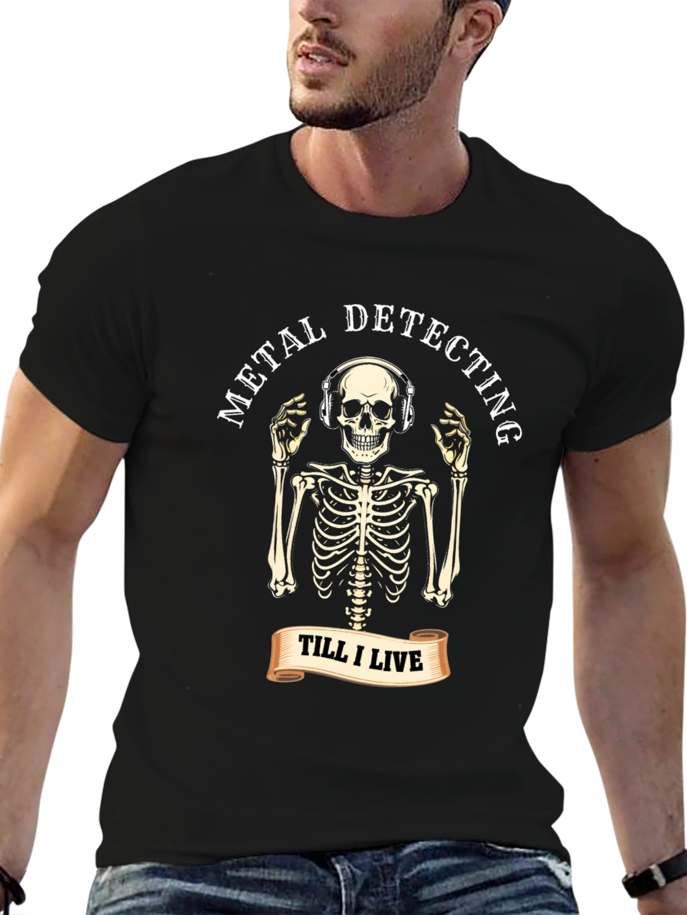Metal Detecting Skeleton T-Shirt