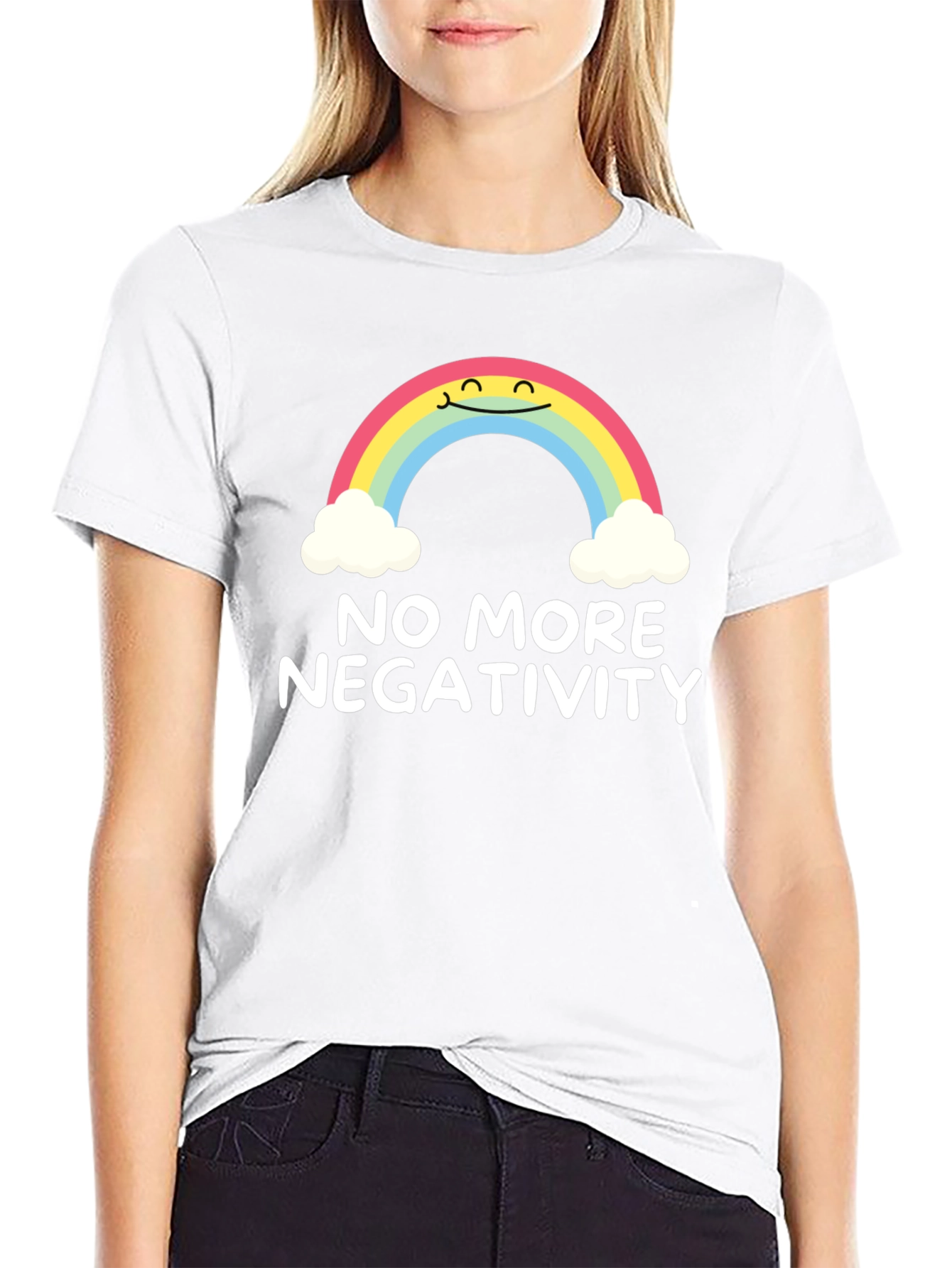 Optimistic Rainbow Graphic Tee - No More Negativity